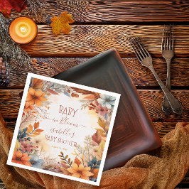 Boho Baby in Bloom Fall Floral Frame Baby Shower スタンダードカクテルナプキン