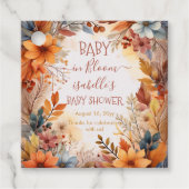 Boho Baby in Bloom Fall Floral Frame Baby Shower フェイバータグ (正面)