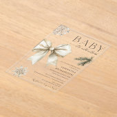 Boho Baby it's cold outside coquette bow shower アクリル招待状 (レイダウン)