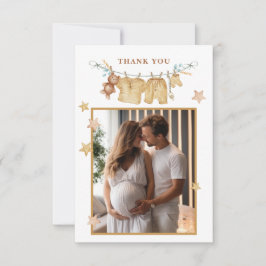Boho Baby Shower写真サンキューカード サンキューカード