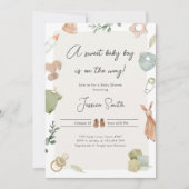 Boho Baby Shower Boy On The Way 素朴 Clothes 招待状 (正面)