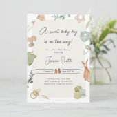 Boho Baby Shower Boy On The Way 素朴 Clothes 招待状 (スタンド正面)