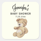 Boho Baby Shower Brown Bear 3-inキャンドルシール スクエアシール (正面)