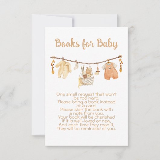 Boho Baby Shower Clothesline Bring a Book 招待状 (正面)