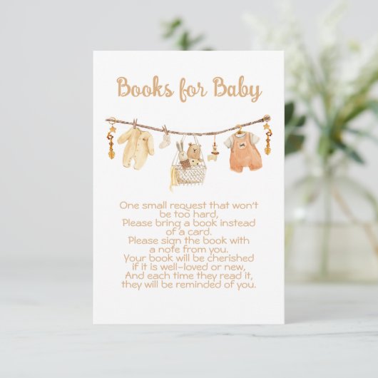 Boho Baby Shower Clothesline Bring a Book 招待状 (スタンド正面)
