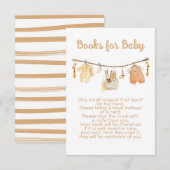 Boho Baby Shower Clothesline Bring a Book 招待状 (正面/裏面)