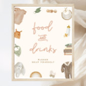 Boho Baby Shower Food & Drinks Sign ポスター