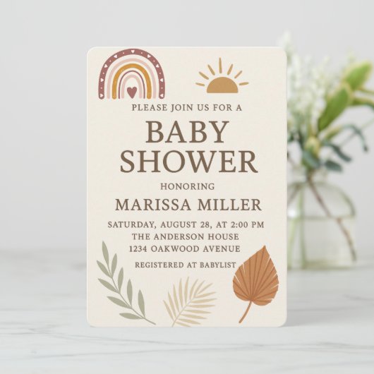 Boho Baby Shower Invitation 招待状 (スタンド正面)