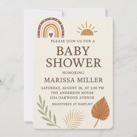 Boho Baby Shower Invitation 招待状 (正面)