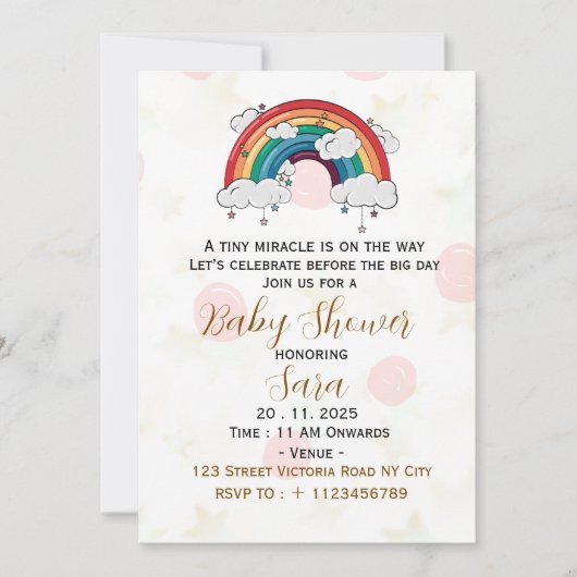 Boho Baby Shower Invitation Card 招待状 (正面)