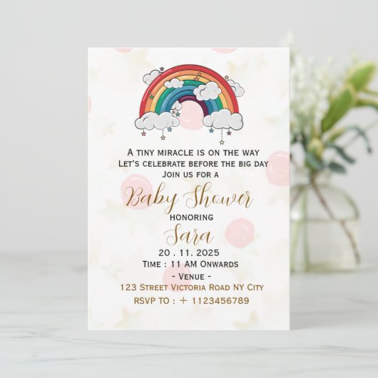 Boho Baby Shower Invitation Card 招待状 (スタンド正面)