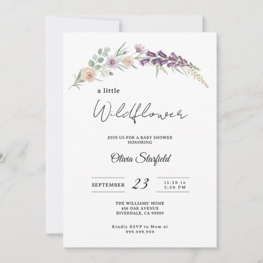 boho baby shower invitation floral baby shower  招待状 (正面)