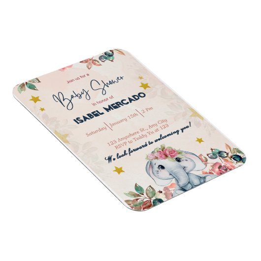 Boho Baby Shower Invitation – Modern & Stylish マグネット (右側)