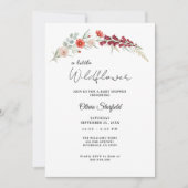 Boho Baby Shower Invitation red floral watercolor 招待状 (正面)
