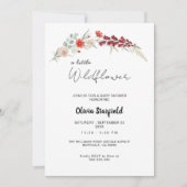 Boho Baby Shower Invitation red floral watercolor 招待状 (正面)