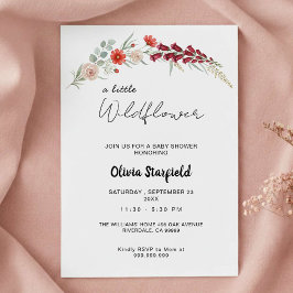 Boho Baby Shower Invitation red floral watercolor 招待状