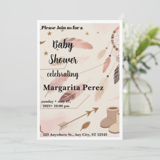 Boho Baby Shower Invite 招待状 (スタンド正面)