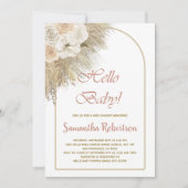 Boho Baby Shower Pampas Grass植物写真 招待状 (正面)