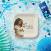 Boho Baby Shower Plates for Black Mom ペーパープレート (パーティー)