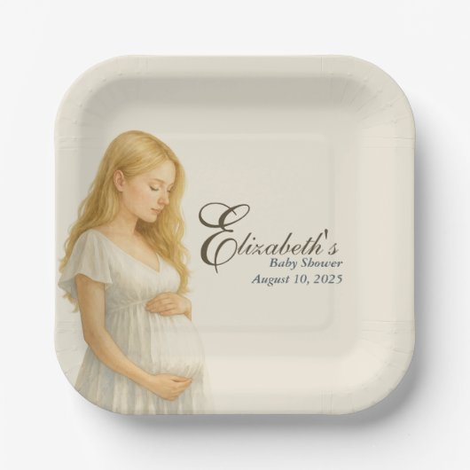 Boho Baby Shower Plates for blonde Mom ペーパープレート (正面)