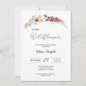 boho baby shower red floral baby shower 招待状 (正面)