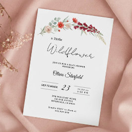 boho baby shower red floral baby shower  招待状