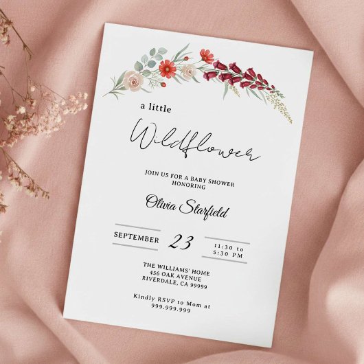 boho baby shower red floral baby shower 招待状