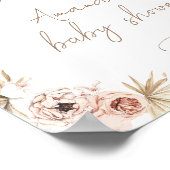 Boho Baby Shower Welcome Sign, モダン Pampas Grass ポスター (角)