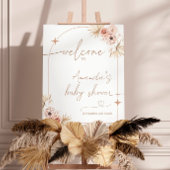 Boho Baby Shower Welcome Sign, モダン Pampas Grass ポスター