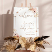 Boho Baby Shower Welcome Sign, モダン Pampas Grass