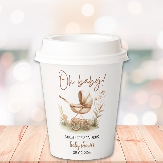 Boho Baby Stroller Minimalist Baby Shower 紙コップ