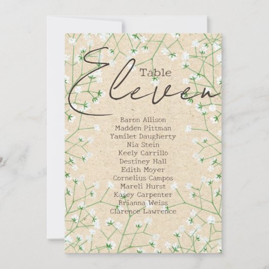 Boho Baby's Breath Table Number表11 招待状 (正面)