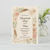Boho Bachelorette Bash Invitation | Neutral Floral 招待状 (スタンド正面)