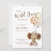 Boho Balloon Safari Elephant Boy Baby Shower  招待状 (正面)