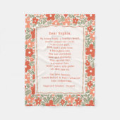 Boho Baptism Gift Personal Prayer Fleece Blanket  フリースブランケット (正面)