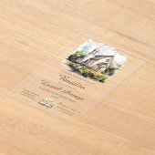 Boho Baptism in Spanish with church  アクリル招待状 (レイダウン)