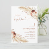 Boho Baptism Invite, Pampas Grass Boho Christening 招待状 (スタンド正面)