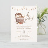Boho Bassinet男女兼用おもちゃ赤ちゃんシャワー 招待状 (スタンド正面)