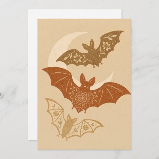 Boho Bats Halloween 招待状 (正面/裏面)