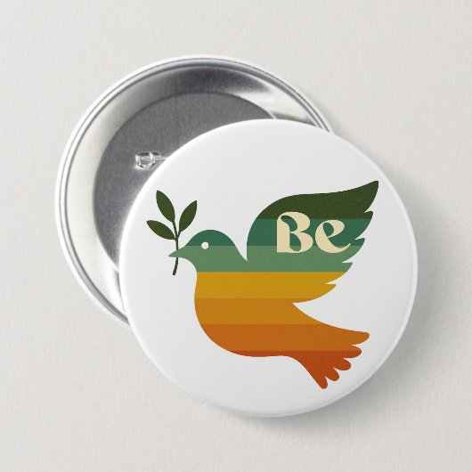 Boho Be Peace Retro Holiday Button 缶バッジ (正面&裏面)