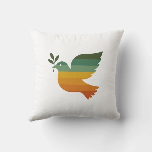 Boho Be Peace Retro Holiday Throw Pillow クッション (裏面)