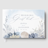 Boho Beach Elegant Romantic Blue Wedding ゲストブック (正面)