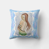 Boho Beach Mermaid Blue Ocean Watercolor Custom クッション (裏面)