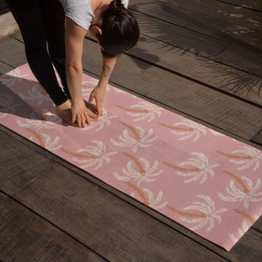 Boho Beach Palm Yoga Mat Tropical Coastal Pilates ヨガマット