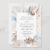 Boho Beach Sea Watercolor Elegant QR Code Wedding 招待状 (正面)