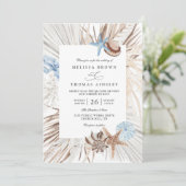 Boho Beach Sea Watercolor Elegant QR Code Wedding 招待状 (スタンド正面)