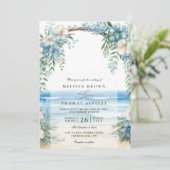 Boho Beach Watercolor Floral QR Code Wedding 招待状 (スタンド正面)