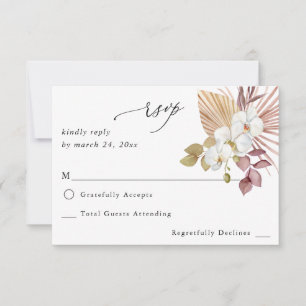 Boho Beach White Floral no Meal RSVP