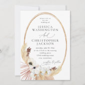 Boho Beach White Floral Wedding 招待状 (正面)