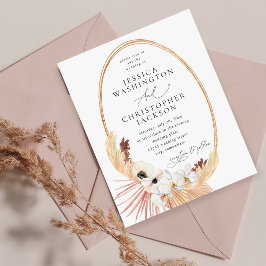 Boho Beach White Floral Wedding 招待状